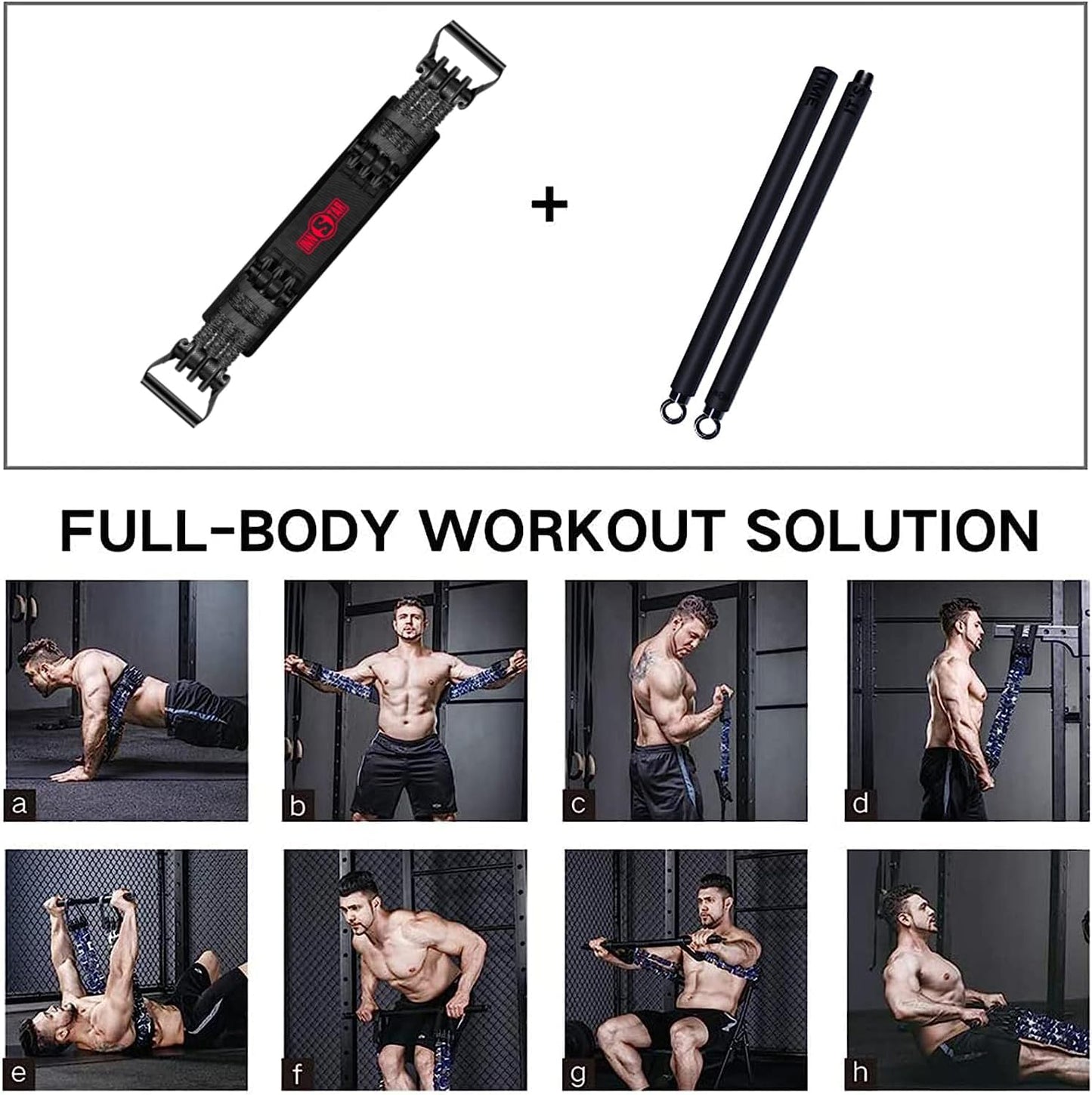 Resistance Bands Bar Exercise Bands Attachment 38" Black Max Load 800Lb for Home Gym Workout Full Body Workout Power Lifting Fitness Bar